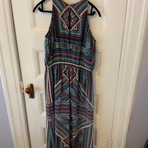 New York & Company Romper Overlay Maxi Dress
